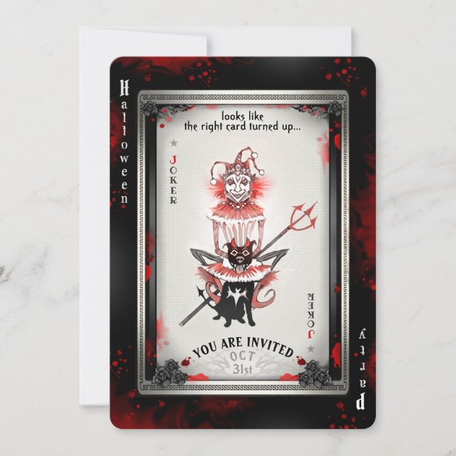 La carte de la fête d'Halloween du Joker et de son (Devant)