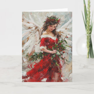 La carte de l'ange de Noël écarlate