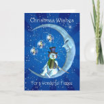 La carte de Noël, Fiance Christmas, Snowman on the<br><div class="desc">La carte de Noël,  Fiance Christmas,  Snowman on the Moon</div>