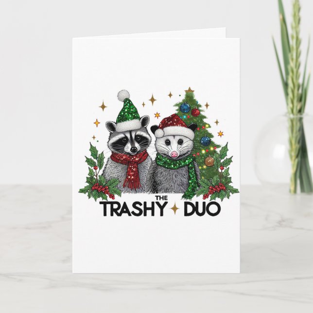 La carte de Noël Trashy Duo avec des animaux migno (Devant)