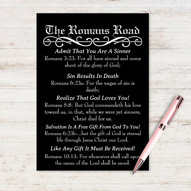 La carte de prière du pécheur de la route des Roma (The Romans Road Sinner's Prayer Card)