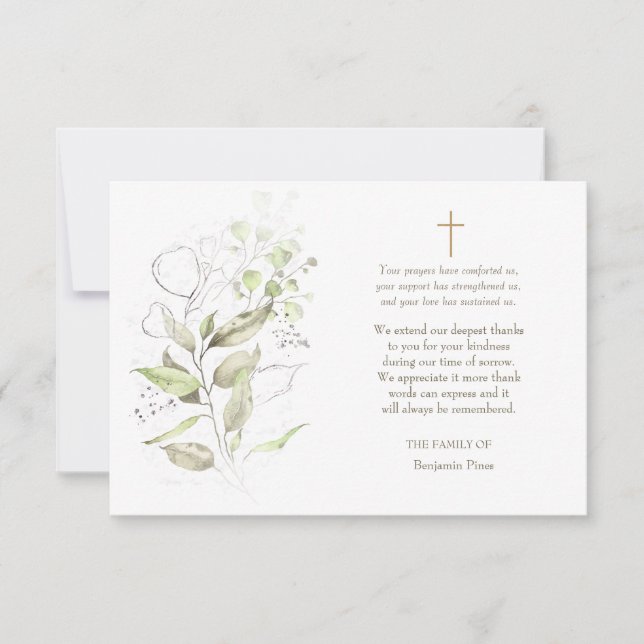 La Carte de remerciements de la sympathie verte (Devant)