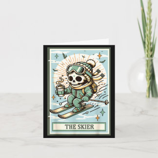 La carte de squelette de skieur cadeau de ski sais