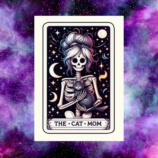 La carte de tarot de la fête des mères de la mère  (The Cat Mom Tarot Card Mother's Day Skeleton
)