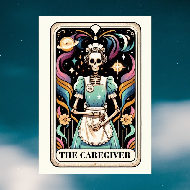 La carte de tarot de la personne qui s'occupe des  (The Caregiver Tarot Card Mother's Day Skeleton
)