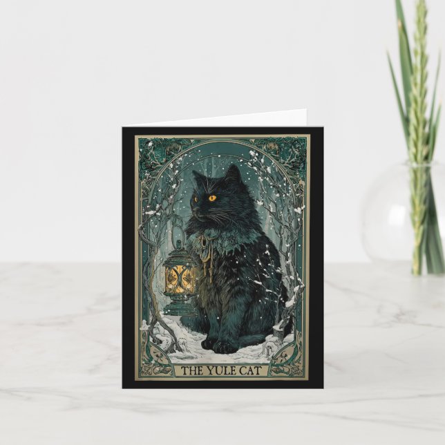 La carte de tarot de Noël du chat de Yule  (Devant)