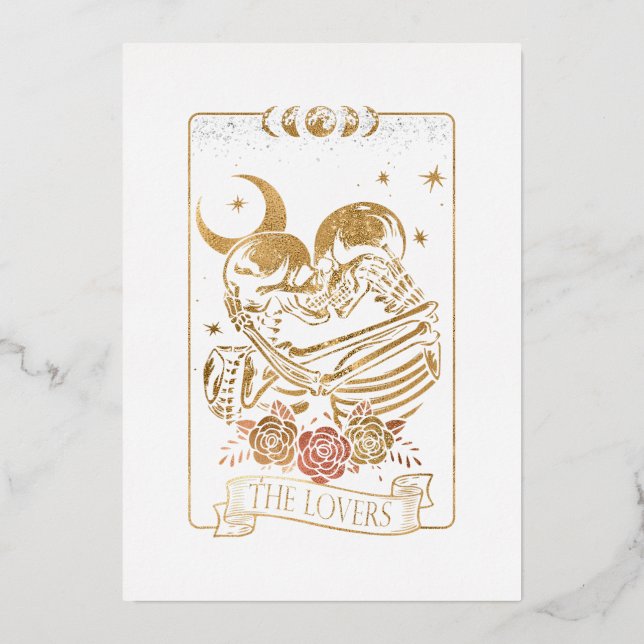 La carte de tarot des amoureux crâne vintage Hallo (Recto)