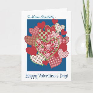 La carte de Valentine à personnaliser, Coeurs, Ros