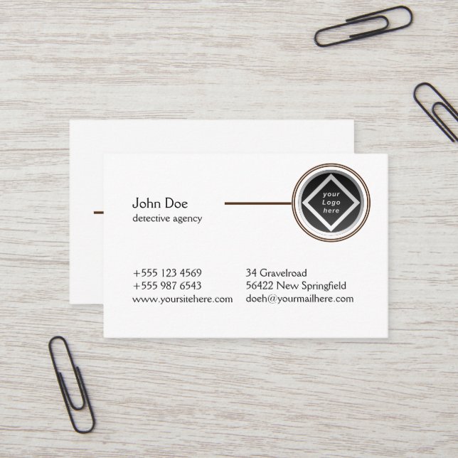 La carte de visite professionnelle pour les détect (Devant/Arrière en situation)