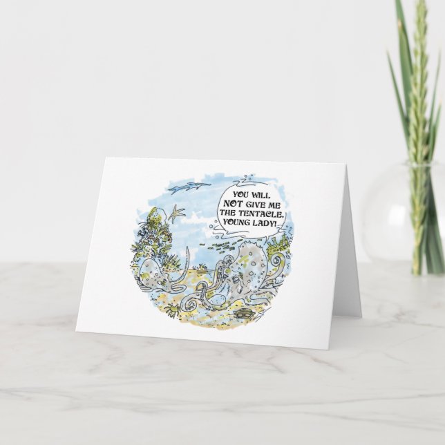 La carte de voeux de bande dessinée de tentacule (Devant)