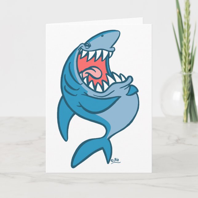 La carte de voeux de caricature Laughton Shark (Devant)