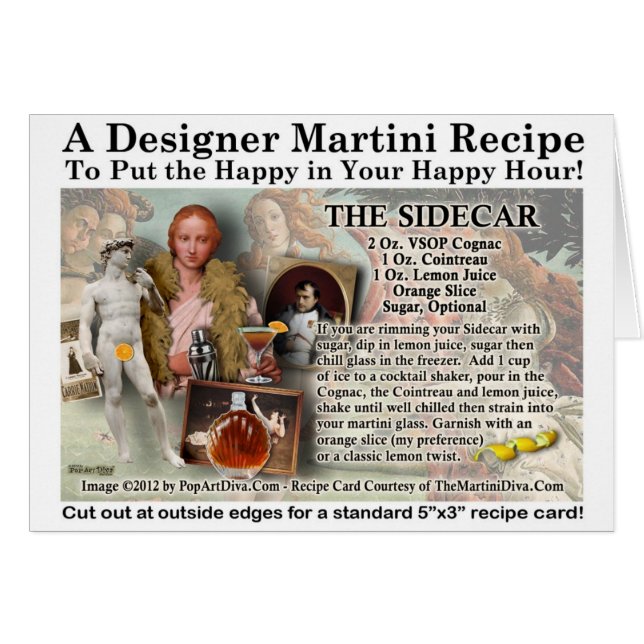 La carte de vœux de recette de cocktail Sidecar (Devant horizontal)