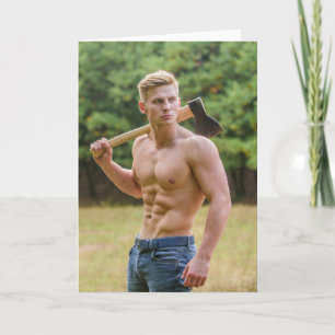 La carte de vœux Woodsman Hot Guy