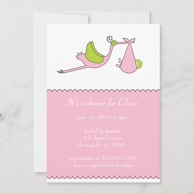 La carte d'invitation Baby shower de la fille de c (Devant)