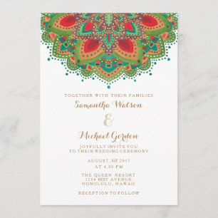 La carte d'invitation de mariage Mandala Vert