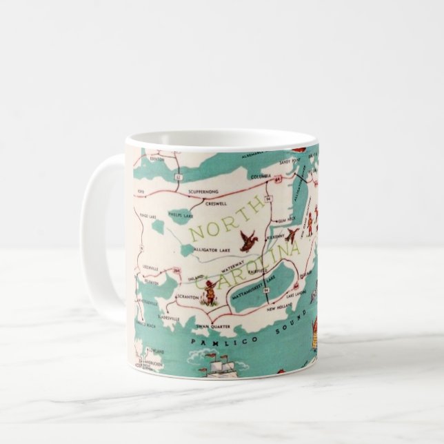 La carte illustrée des Outer Banks sur un mug (Devant gauche)