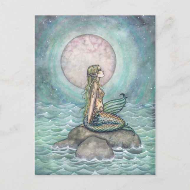 La carte postale d'art de fantaisie de la sirène d (Devant)