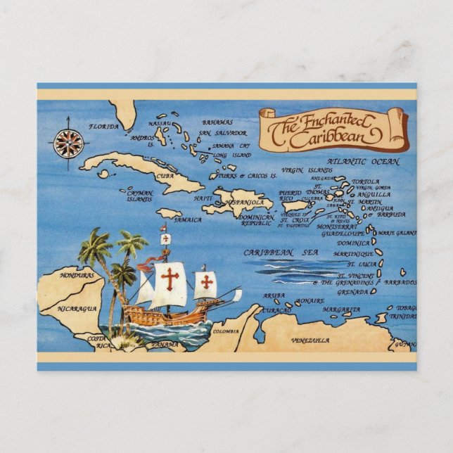 La carte postale de la mer des Caraïbes (Devant)