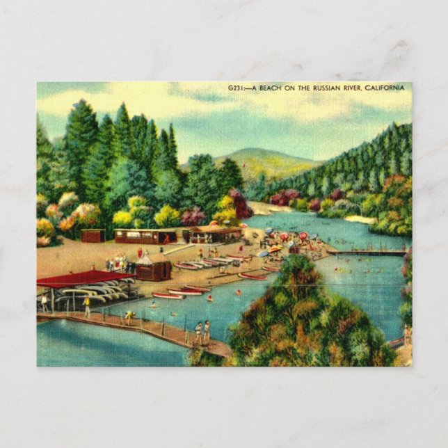 La carte postale de la plage de la rivière russe (Devant)