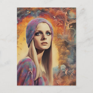 La carte postale de peinture de la dame rétro magn