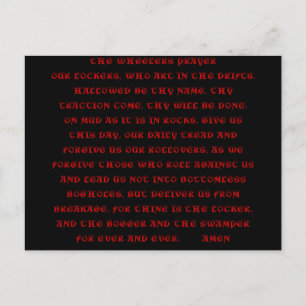 LA CARTE POSTALE DE PRIÈRE DES ROULEURS