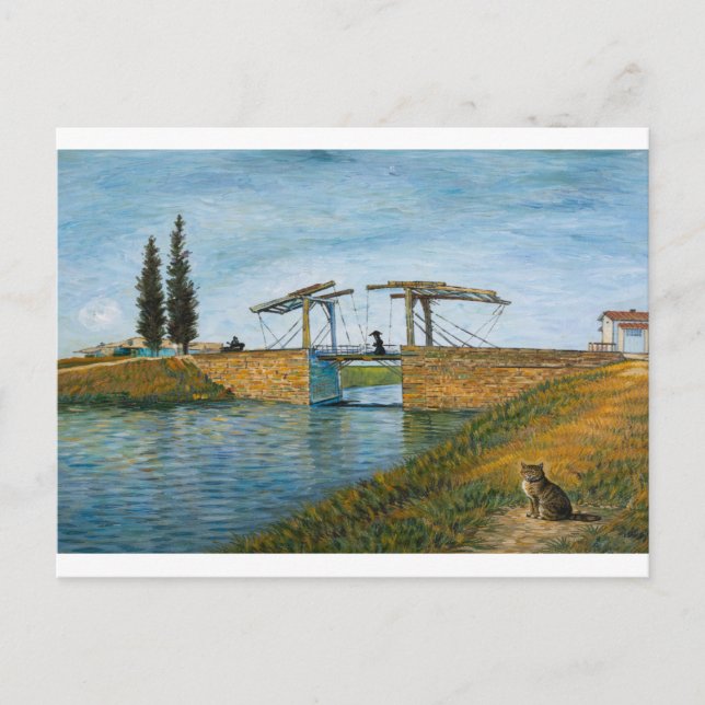La carte postale du chat au pont de Langlois (Devant)