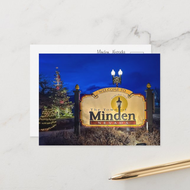 La carte postale du panneau de bienvenue de Minden (Devant/Arrière en situation)