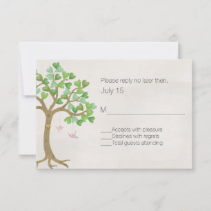 La carte RSVP de mariage de l'arbre d'amour