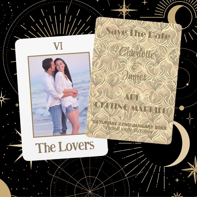 La Carte Tarot Lovers Gold Photo Enregistrer La Da (Front And Back)