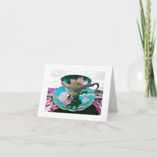 La carte vierge vintage florale de tasse de thé,