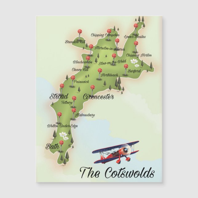 La carte vintage des Cotswolds (Devant)