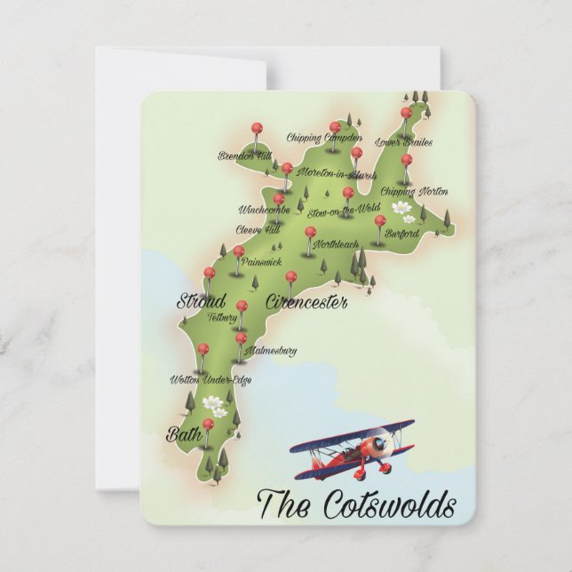 La carte vintage des Cotswolds (Devant)