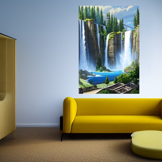 La cascade et le lac | AI Art Poster (Créateur téléchargé)