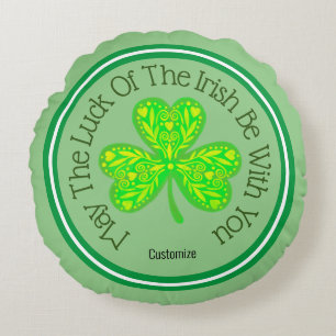 La chance du Shamrock irlandais Neon Coussin rond