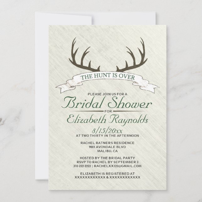 La chasse est au-dessus des invitations à la douch (Devant)