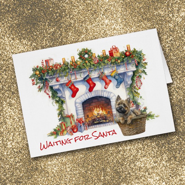 La cheminée de Cairn Terrier Dog attend Père Noël (Créateur téléchargé)