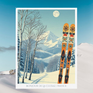 La Clusaz France station de ski carte postale rétr