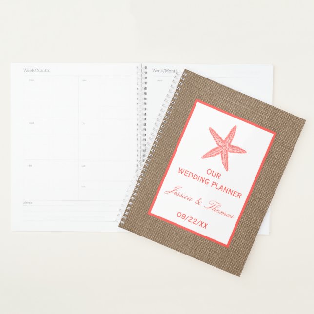 La collection de mariages de Coral Starfish Burlap (Devant avec enveloppe)
