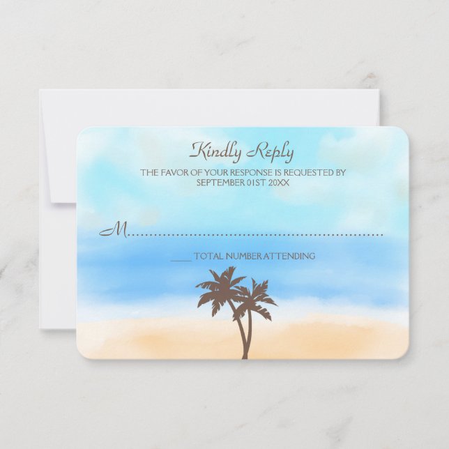 La collection de mariages Watercolor Beach - RSVP (Devant)