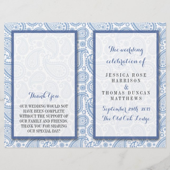 La collection Mariage moderne Paisley - Bleu (Devant)