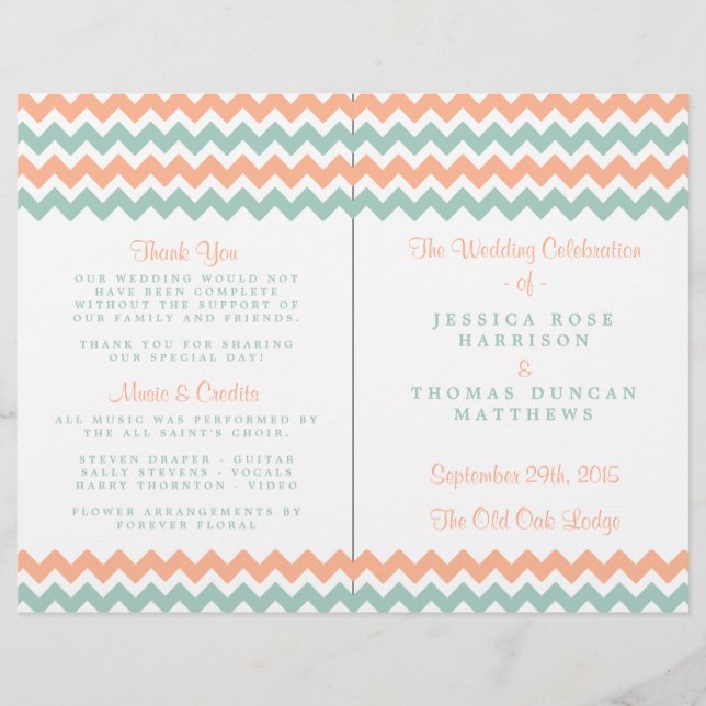 La collection moderne de Mariages Chevron Peach &  (Devant)