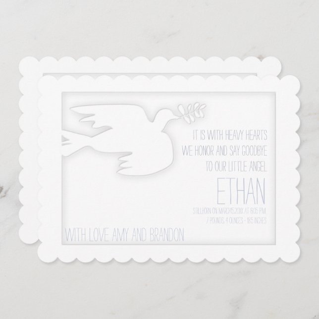 La colombe pour un Faire-part funéraire pour enfan (Devant / Derrière)