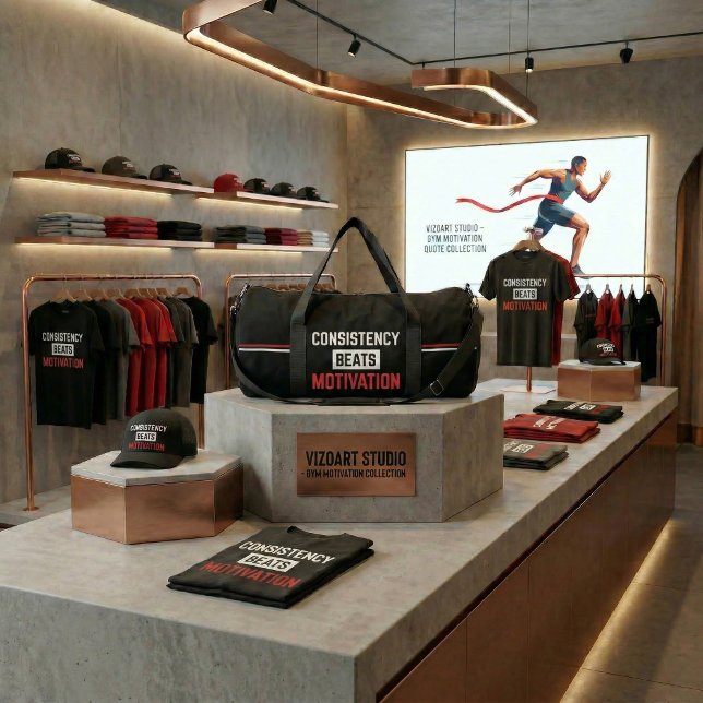 La constance bat la motivation Sac de sport motiva (Motivation fades. Consistency wins. Show up every day.)