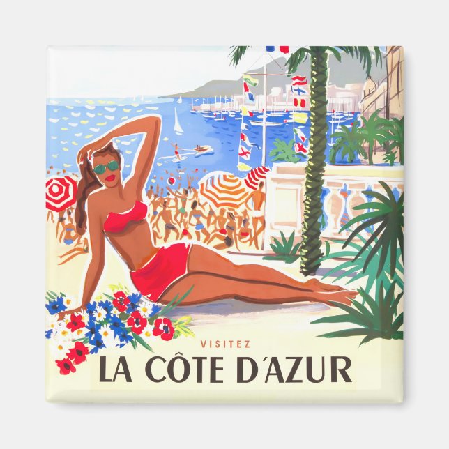 La Côte d'Azur France voyage vintage Magnet (Devant)