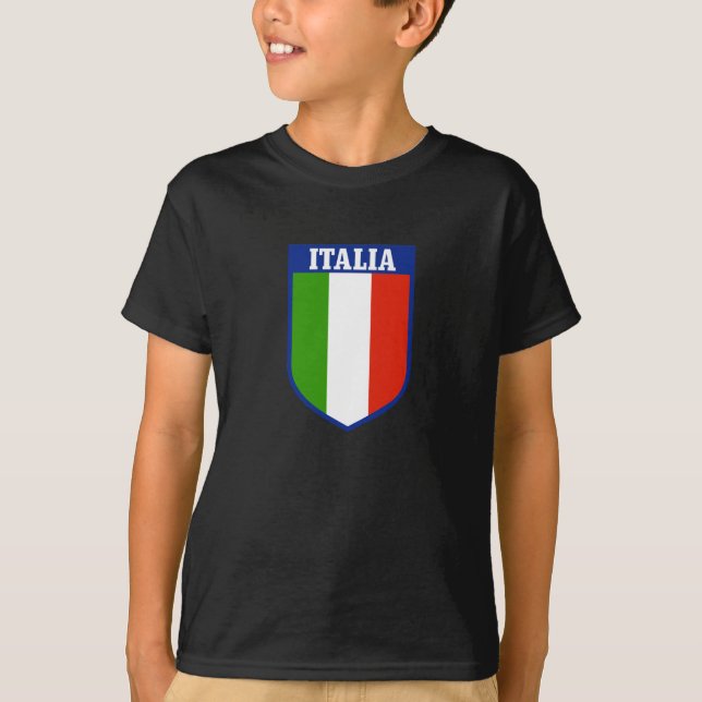 La crête italienne de drapeau badine le T-shirt (Devant)