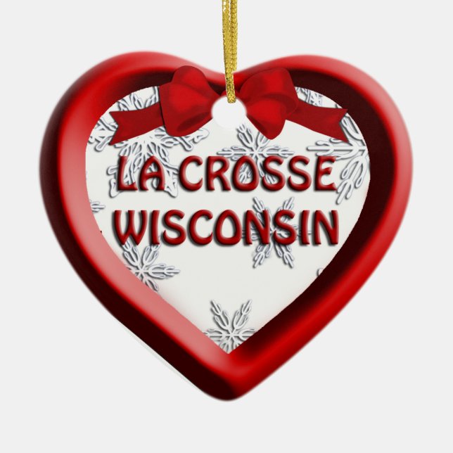 La Crosse Wisconsin Coeur ornement de Noël (Devant)