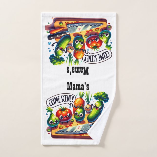 La cuisine de maman crime scène serviette de cuisi (Serviette à main)