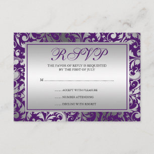 La damassé pourpre et argentée tourbillonne carte