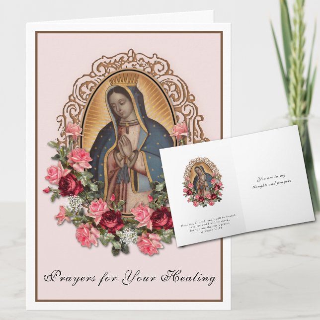 La Dame de Guadalupe pour carte de guérison (Our Lady of Guadalupe Healing Prayer Greeting Get Well card)