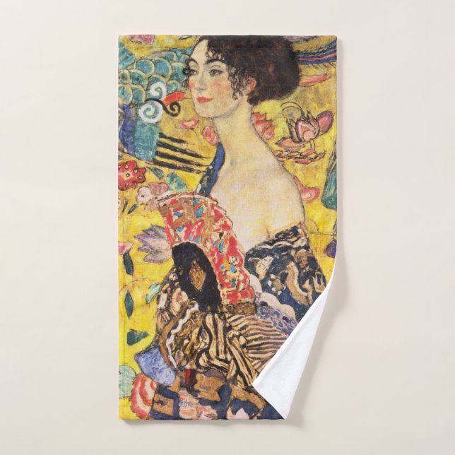La Dame de Gustav Klimt avec un fan (Serviette à main)